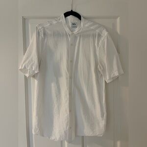 Zara Men’s White Mandarin Collar (collarless) Shirt